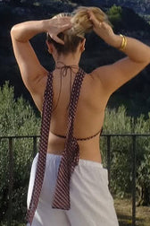 Polka Dot Deep V Tie Back Cami Top