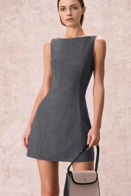 Sleeveless Cinched A Line Work Dress