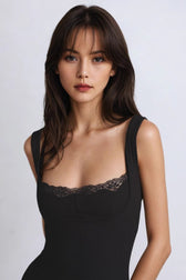 Square Neck Bodycon Lace Dress 3