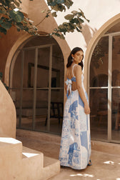 Spaghetti Strap Open Back Tie Back Maxi Dress