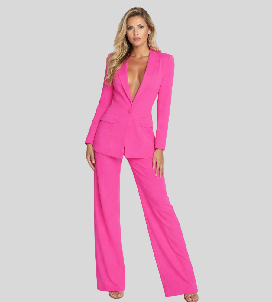 Women's Business Blazer & Wide Leg Pants Suit Set