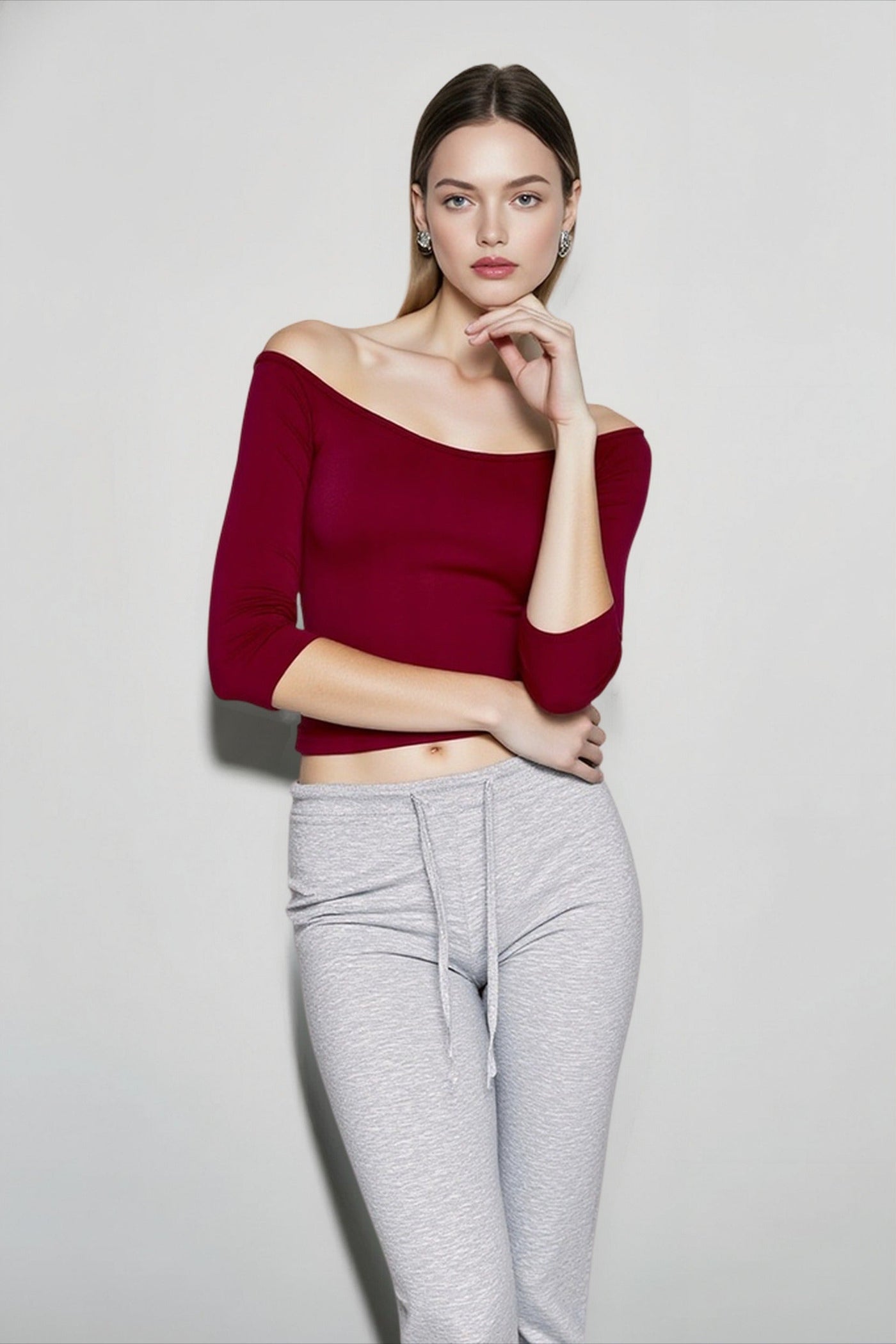 Deep U Neck Fitted T-shirts