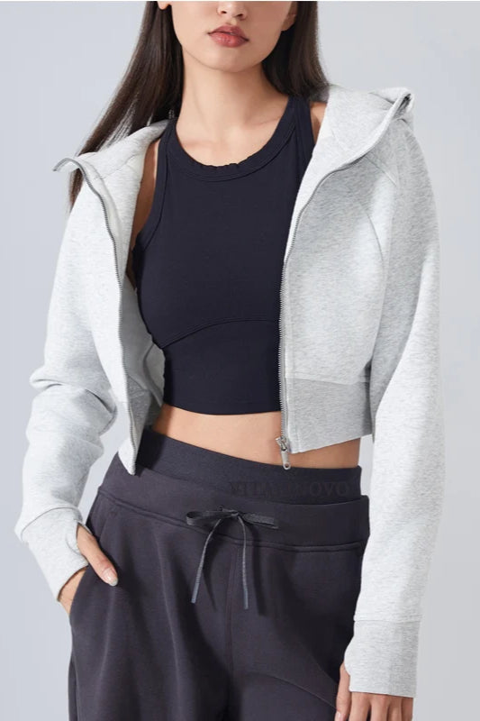 Cropped Fleece Workout Jacket