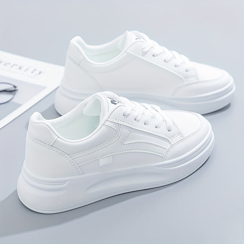 Lace Up Round Toe Low Top Platform Sneakers