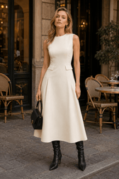 Elegant A Line Flared Sleeveless Work Dress