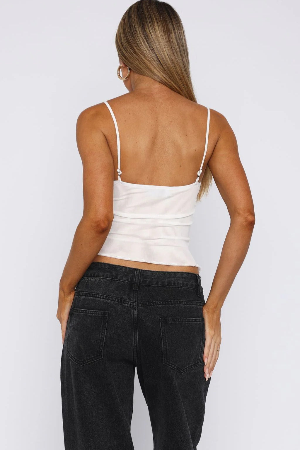 Solid Lace Panel Fitted Cami Top