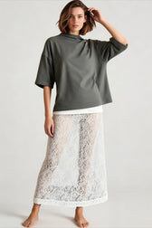 Crochet Lace Slit Bodycon Skirt