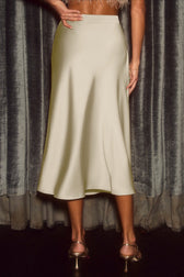 Satin High Waist A-Line Bodycon Skirt