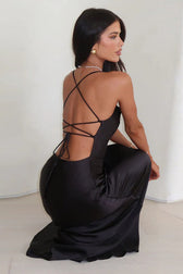 Backless Satin Slip Formal Dress