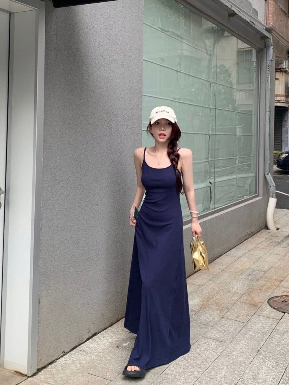 Spaghetti Strap Bodycon Slip Maxi Dress 32