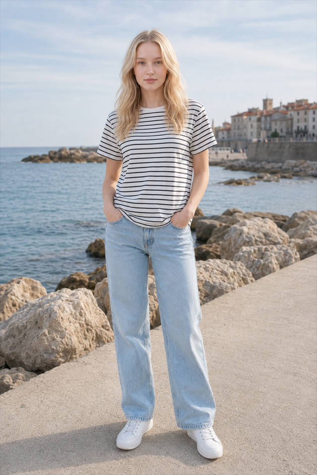 Striped Cotton Knitted T-Shirt