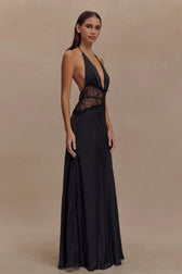 Halter-Neck Satin Dress