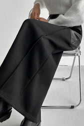 PU Leather Panel High Waist Slit Skirt