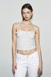 Polka Dot Ruched Halter Cami Top