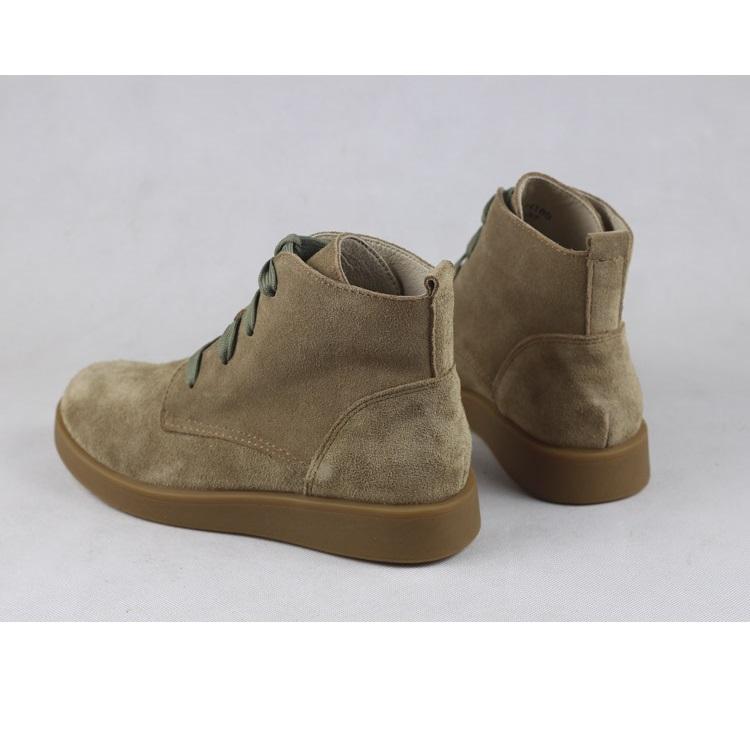 Nubuck Leather Boots Fur Lining Casual Ankle Boots Light Apricot/Dark Blue