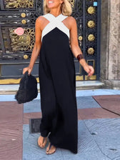 Cross Front Halter Neck Sleeveless Maxi Dress 4