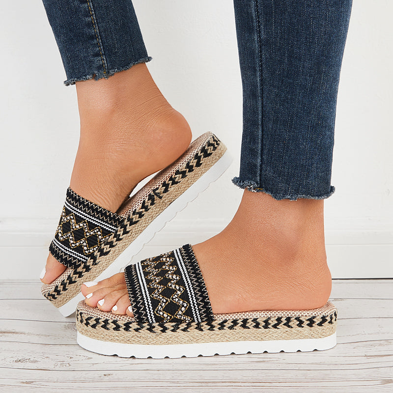 Open Toe Espadrilles Platform Slide Sandals Summer Slippers