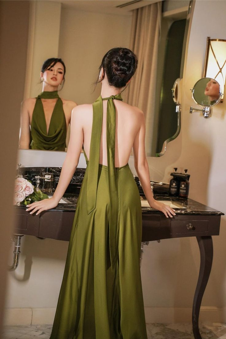 Sexy Open Back Long Prom Dress Green A Line Cocktail Dress Party Evening Dress cc1598