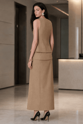 Ruffle Slit Skirt Elegant Two Piece Work Set