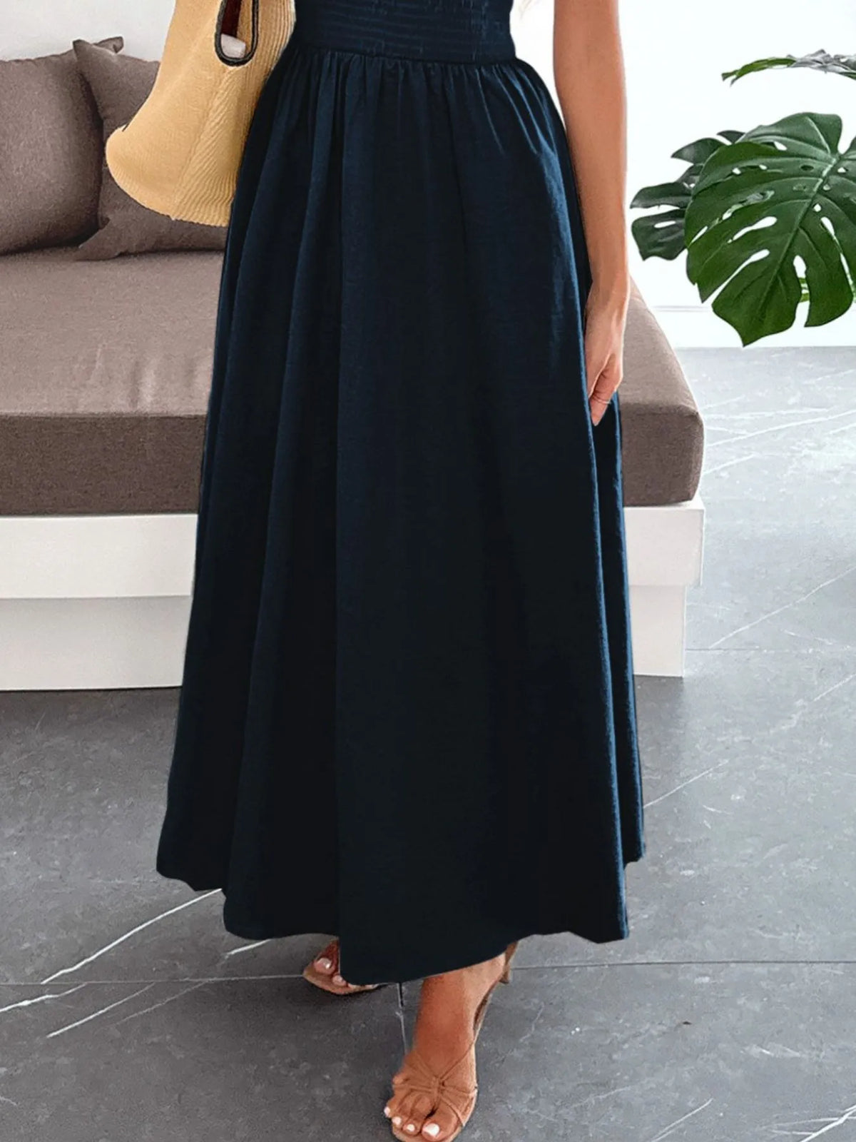 Strapless Smocked Bodice A-Line Tube Maxi Dress 3