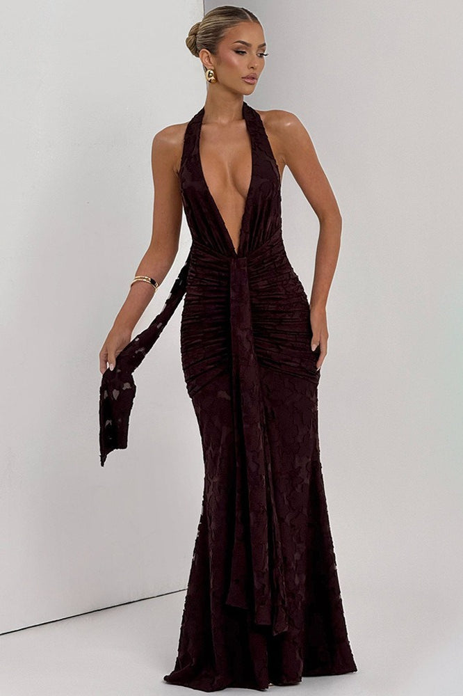 Tie Up Ruched Bodycon Party Dress