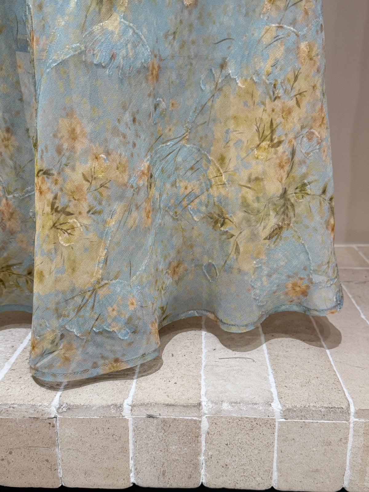 Floral Chiffon V-Neck Ruffle Sleeve A-Line Maxi Dress 8