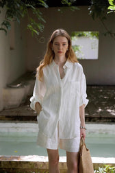 Linen Adjustable Tab Long Sleeve Top