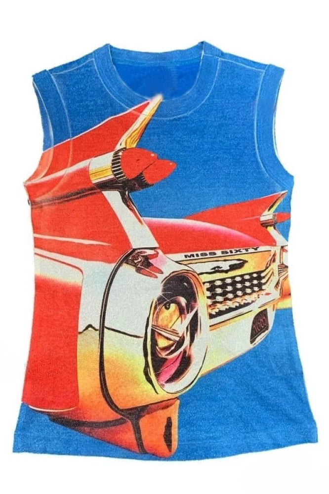Printed Car Stylish Tank Top