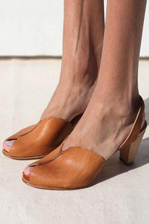 Plain Peep Toe Casual Date Sandals