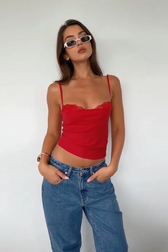 Lace Panel Slim Fit Cami Top