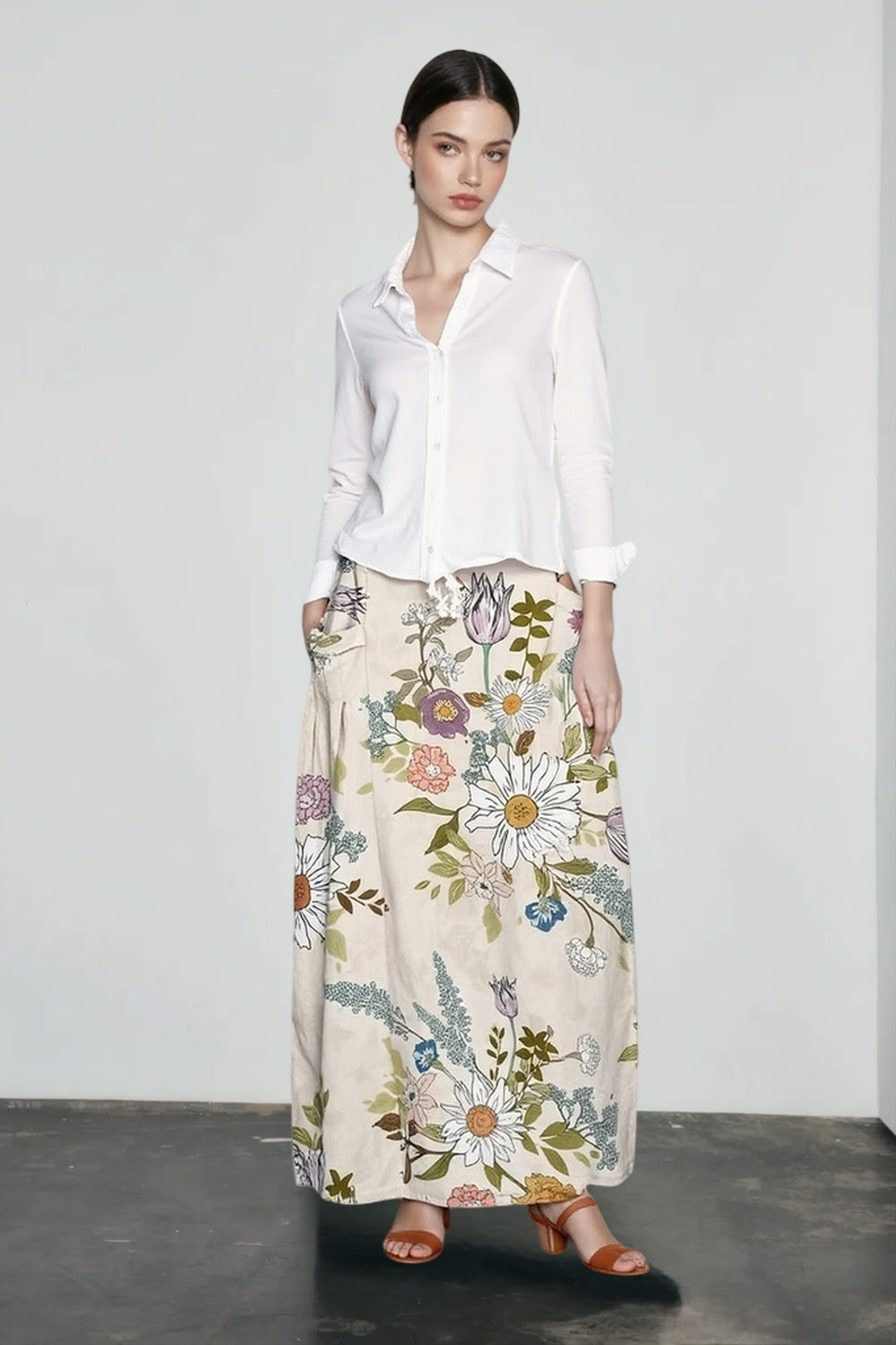 Floral Print Pocket Vacation Skirt