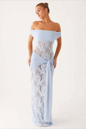 Sheer Lace Cutout Ribbon Bodycon Lace Dress