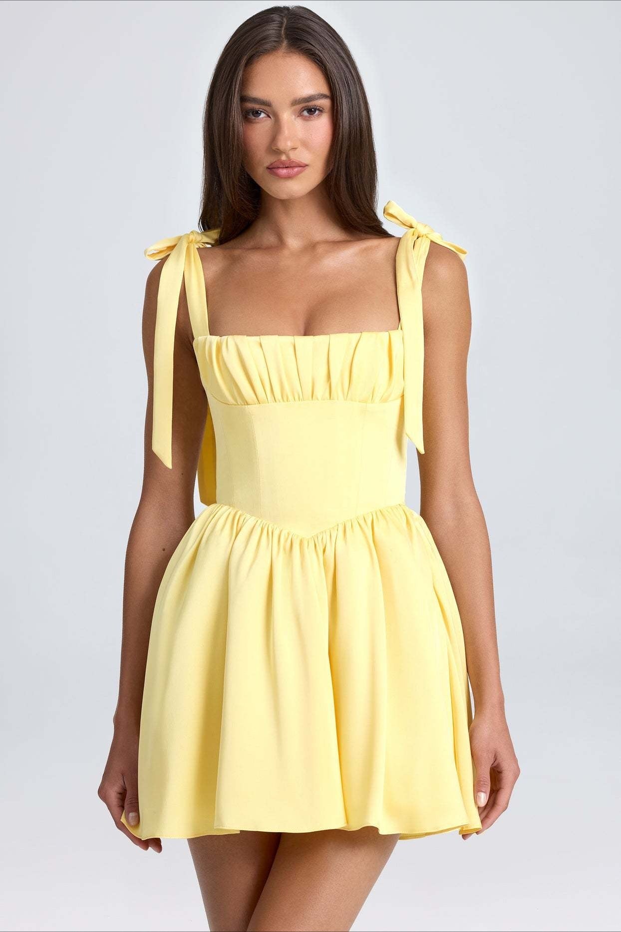 Square Neck Bow Tie Mini Dress