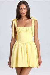 Square Neck Bow Tie Mini Dress