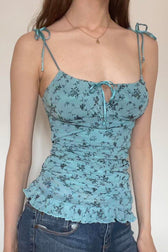 Floral Cutout Tie Cami Top