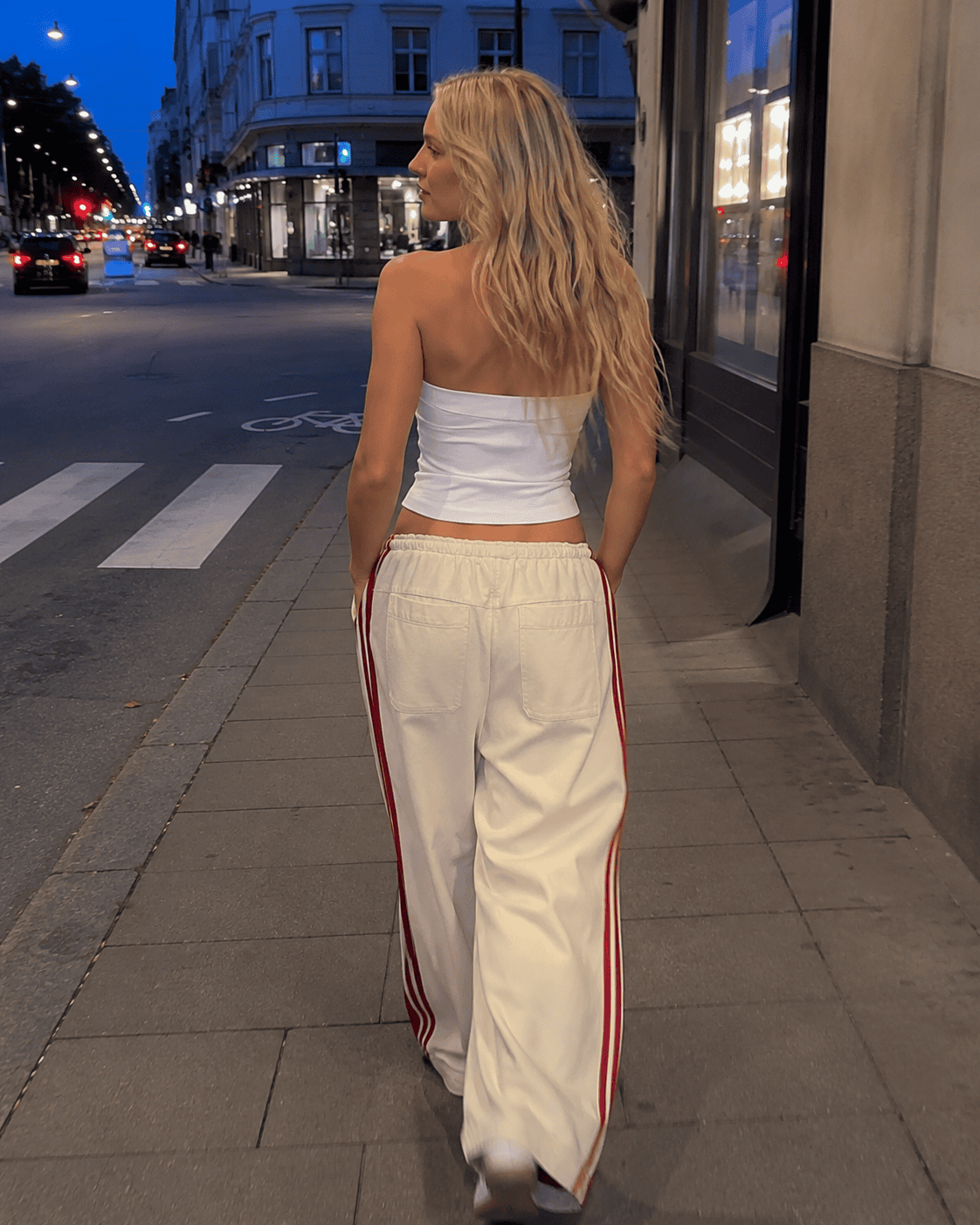 Side Stripe Airy Casual Wide Leg Sweat Pants