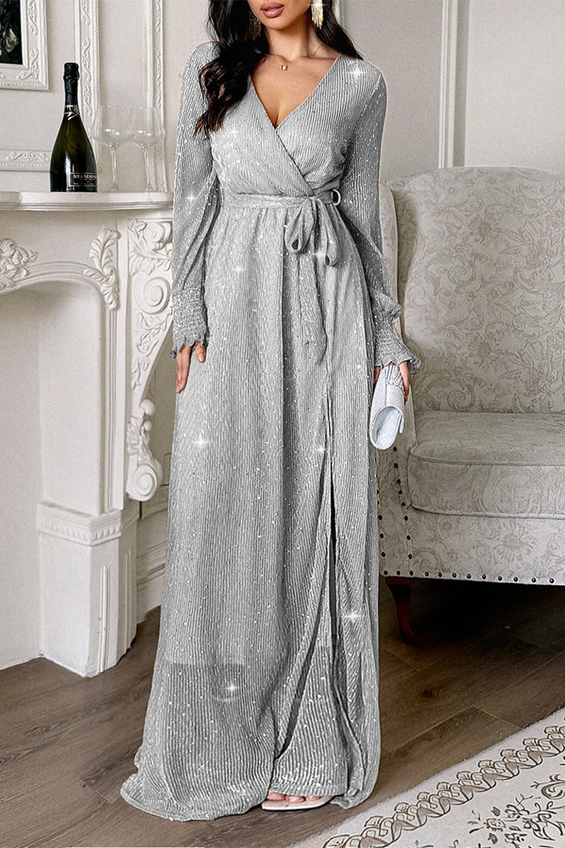 Long Sleeved Knitted Maxi Wrap Dress