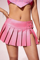 PU Leather A Line Mini Skirt