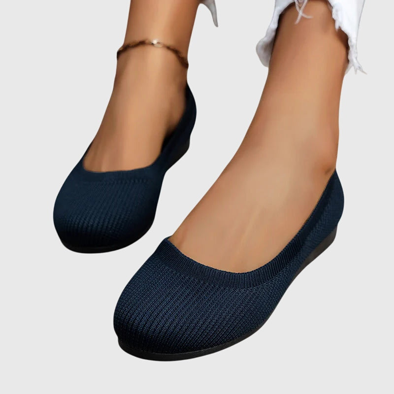 Round Toe Slip On Knit Ballet Flats