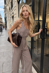 Office Striped Tank Top Wide Leg High Rise Pants Set