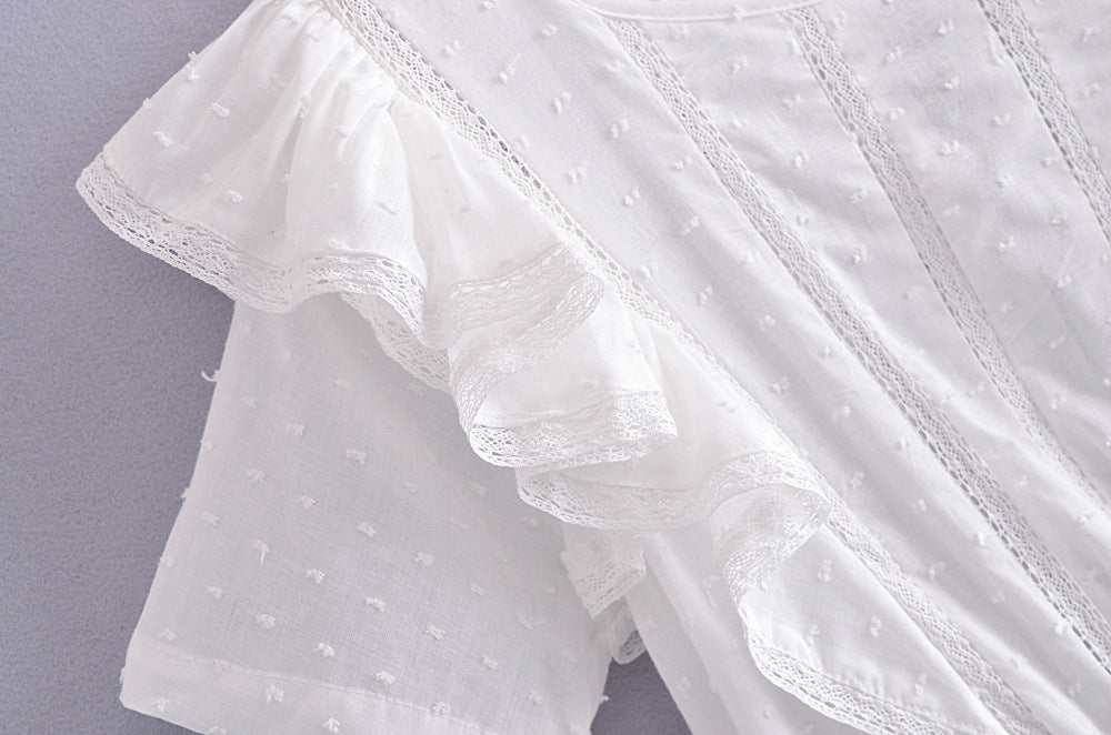 White Lace Layered Mini Dress - View 6