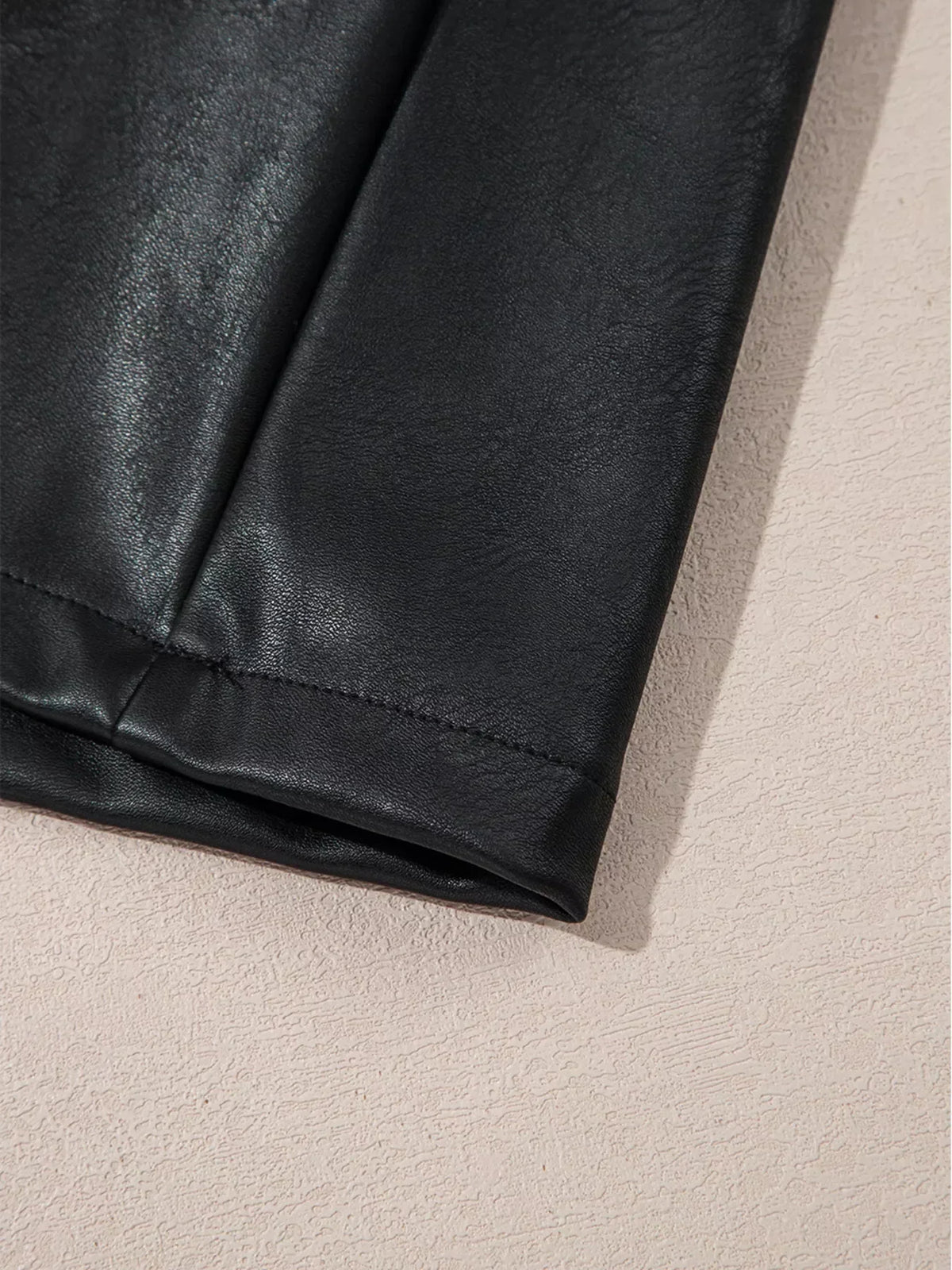 Faux Leather Sleeveless Boat Neck Shift Mini Dress 10