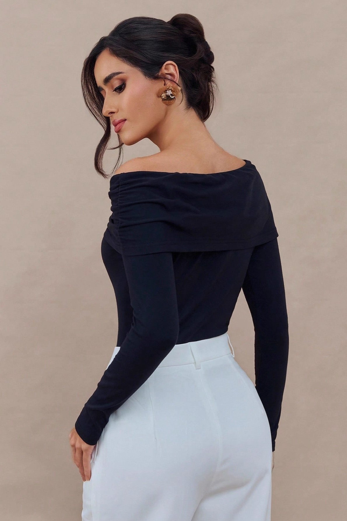 Slim Fit Pin Detail Long Sleeve Top