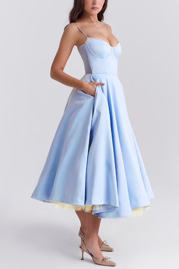 Lorraine Premium Strapless V Neck Sleeveless Tutu Maxi Dress Boutique Edit
