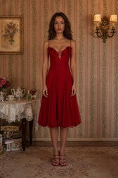 Sculpted Flower Plunge Midi Slip Dress