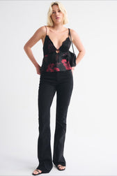 Contrast Lace Backless Cami Top