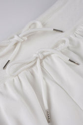 Ruffle Trim Drawstring Low Rise Bodycon Casual Shorts