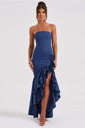 Elegant Strapless Slit Backless Bodycon Cocktail Dress 9