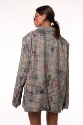 Street Art Printed Relaxed Fit Blazer