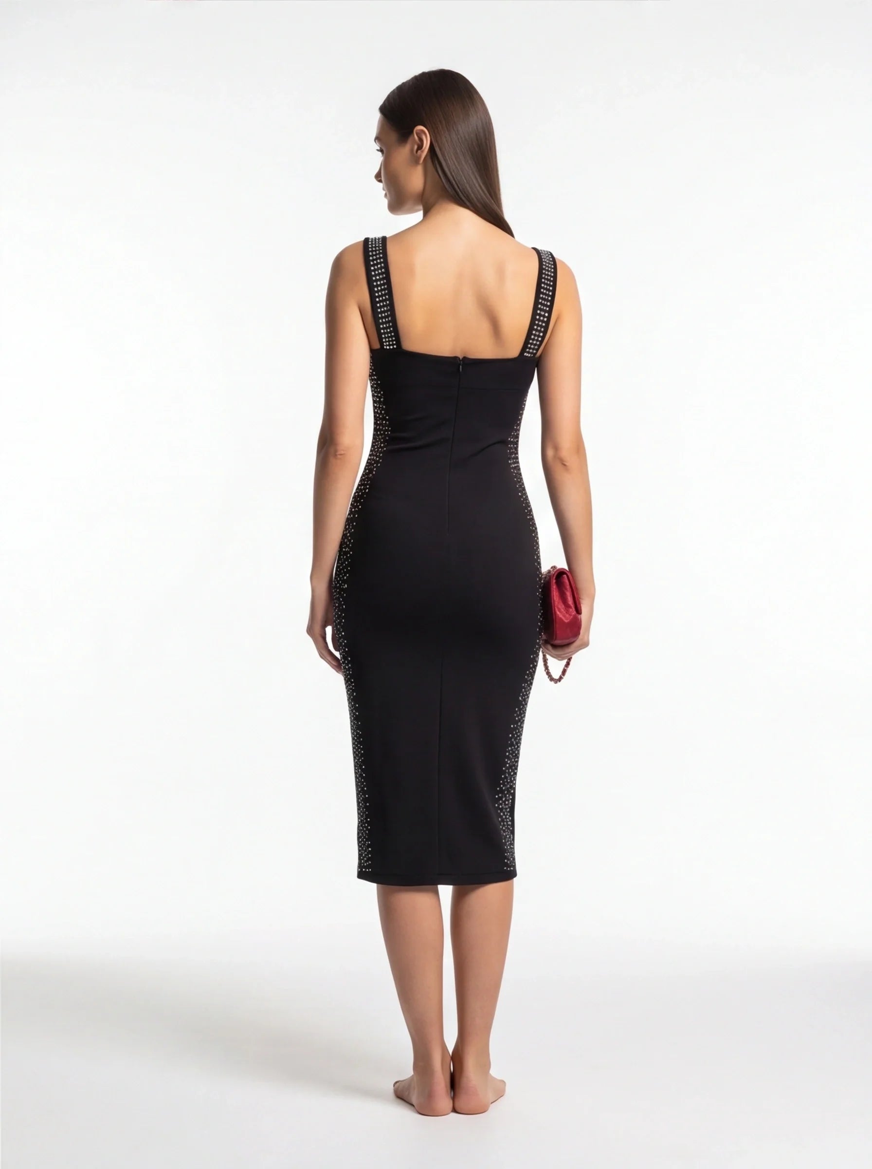 Chic Elegant Midi Dress with Flattering Fit & Timeless Design
